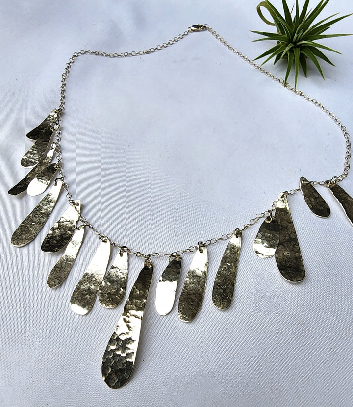 Tribal silver drop necklace