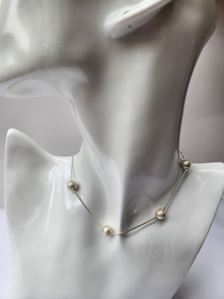 Brushed silver sparkle necklace - LB Designs