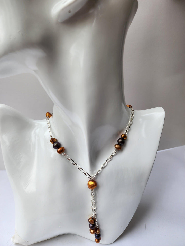 gold pearl necklace - LB Designs