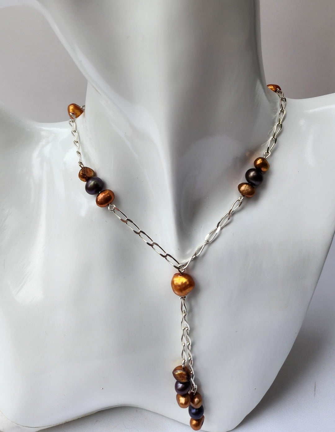 gold pearl necklace - LB Designs