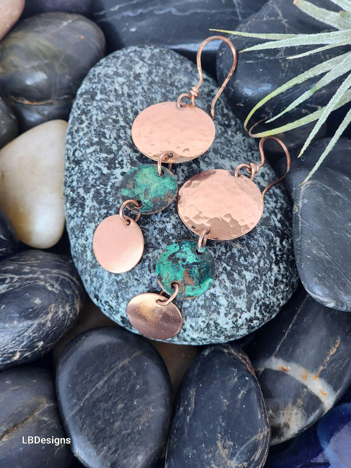 Copper patina dangle earrings - LB Designs
