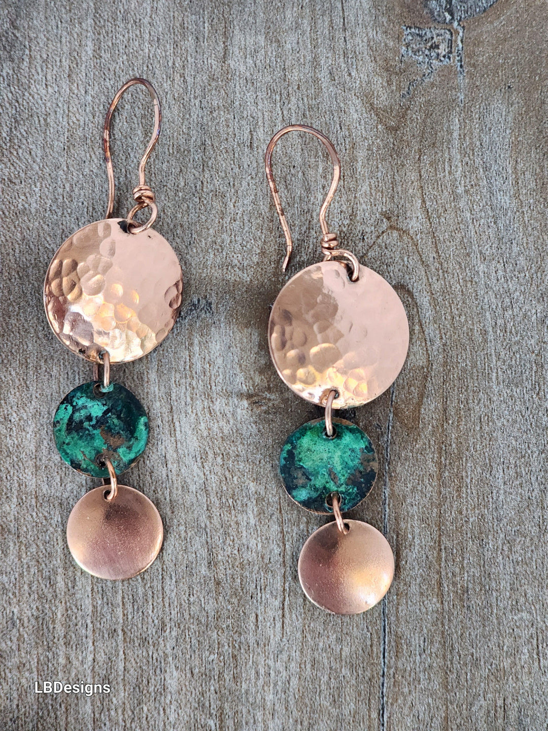 Copper patina dangle earrings - LB Designs