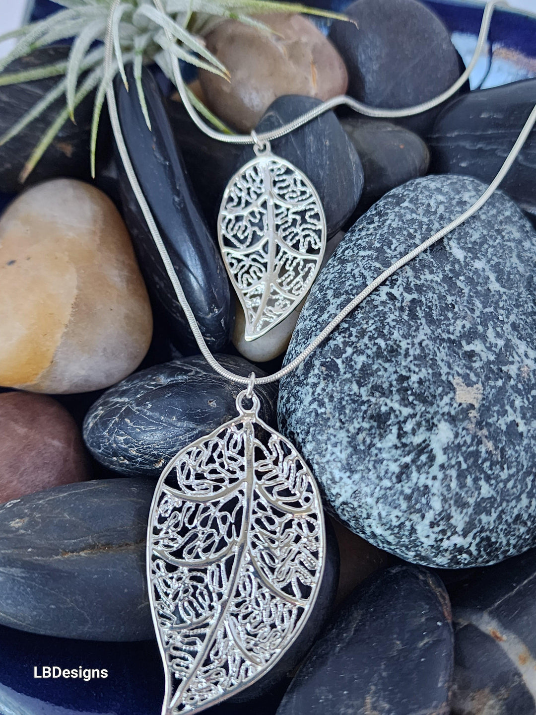 Sterling Silver Leaf Necklace - LB Designs