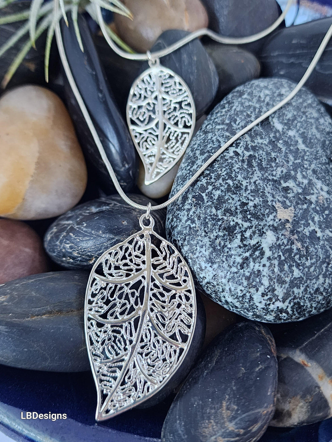 Sterling Silver Leaf Necklace - LB Designs