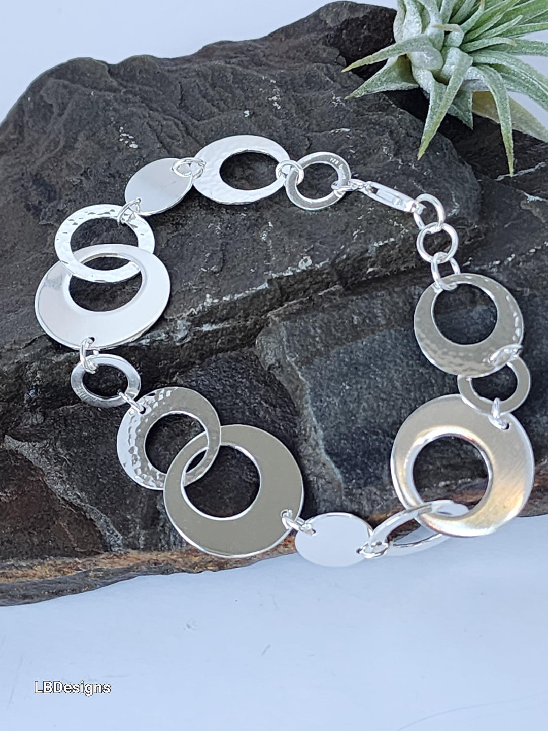 Silver multi circle link chain bracelet - LB Designs