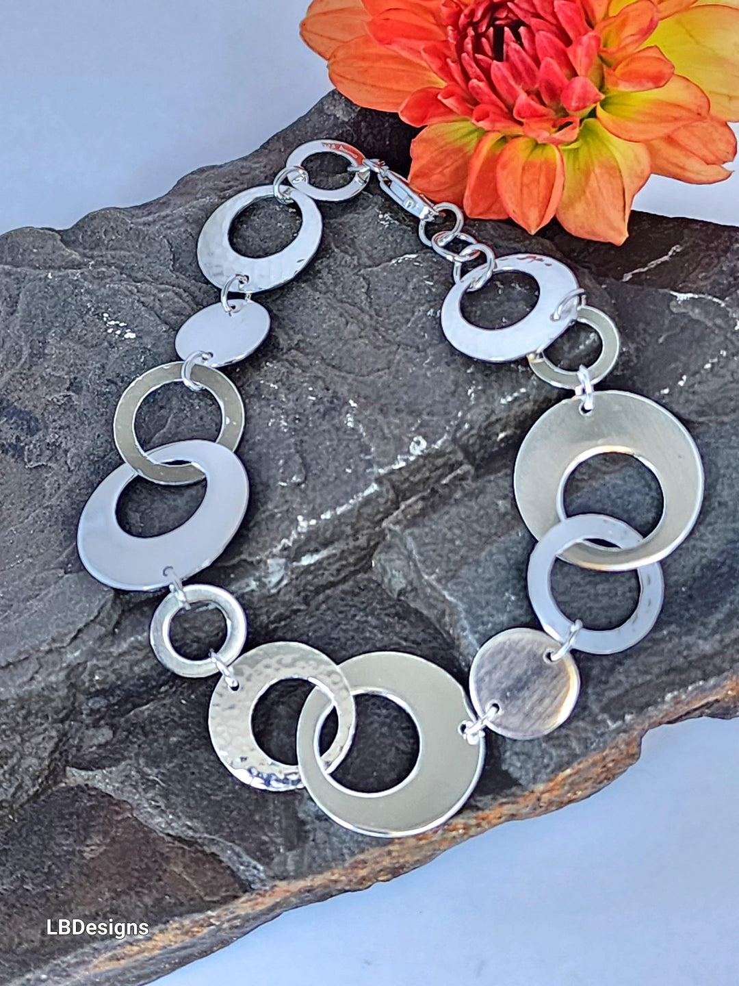 Silver multi circle link chain bracelet - LB Designs