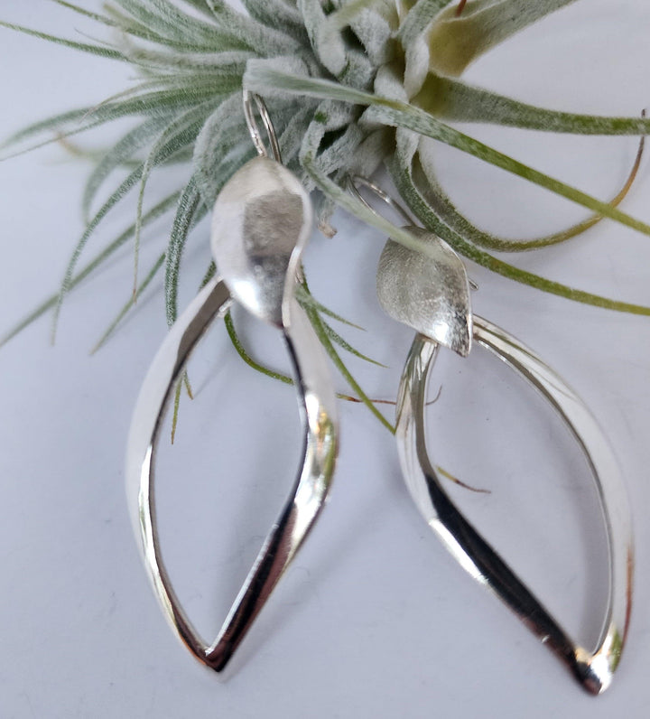 Sterling silver drop leaf earrings - LB Designs