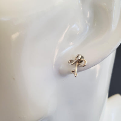 Minimalist silver key earrings