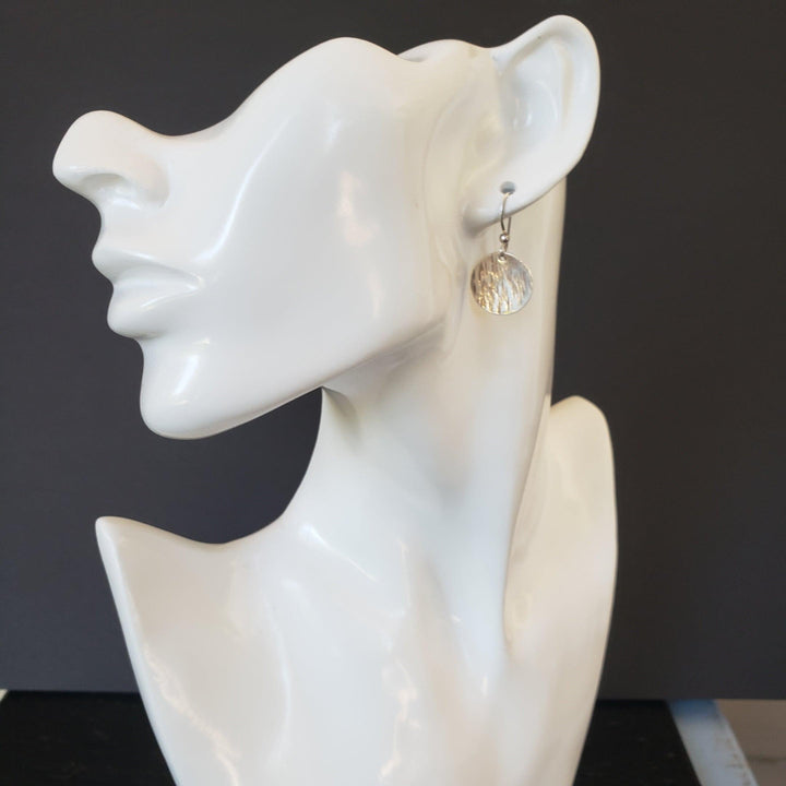 Silver textured dangle earrings - LB Designs