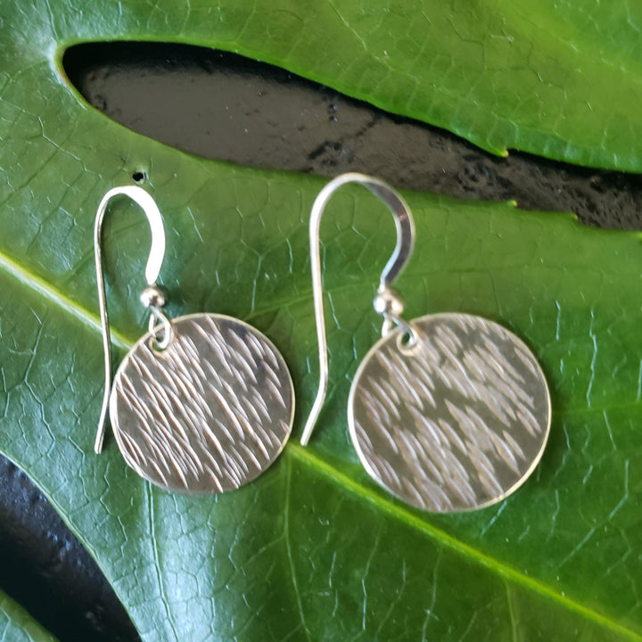Silver textured dangle earrings - LB Designs
