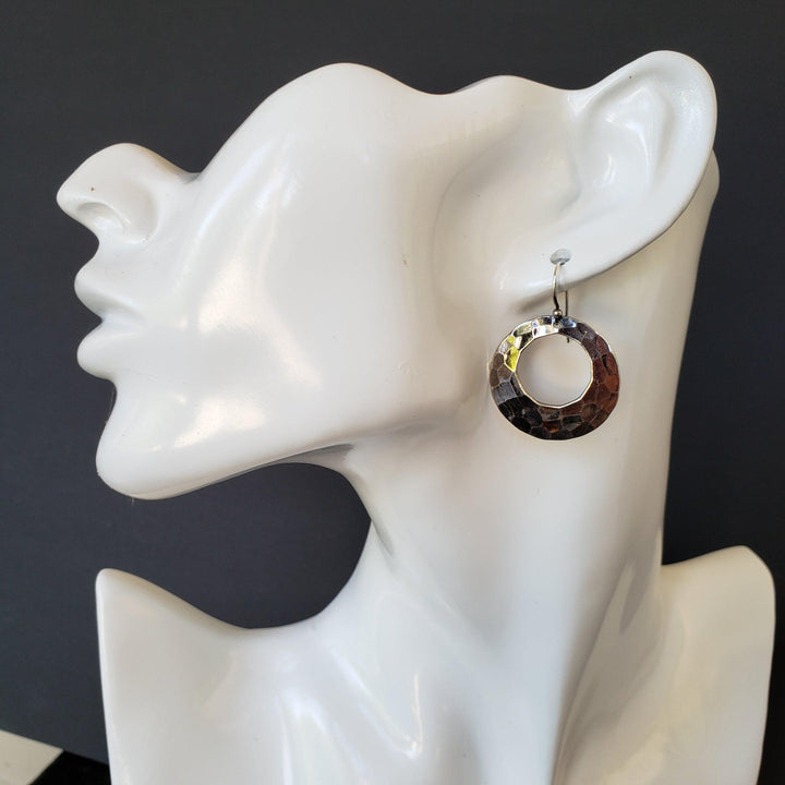 Dangle hammered hoop earrings - LB Designs