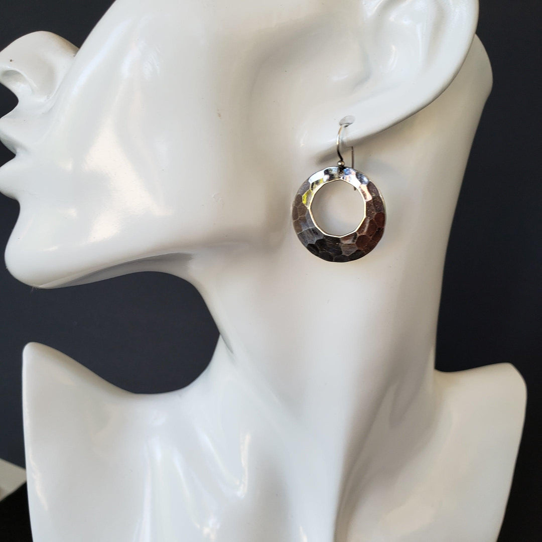 Dangle hammered hoop earrings - LB Designs