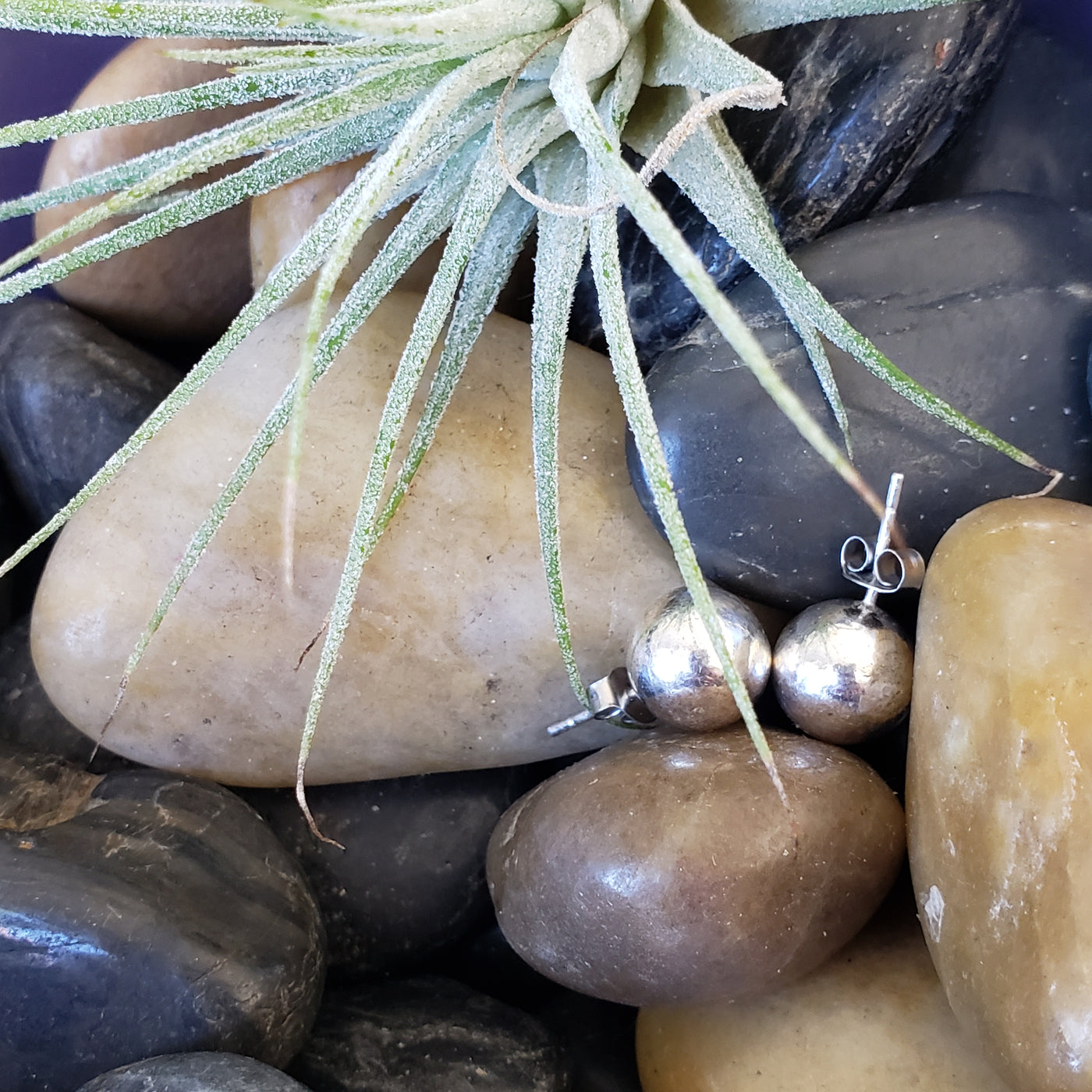 Minimalist silver ball earrings