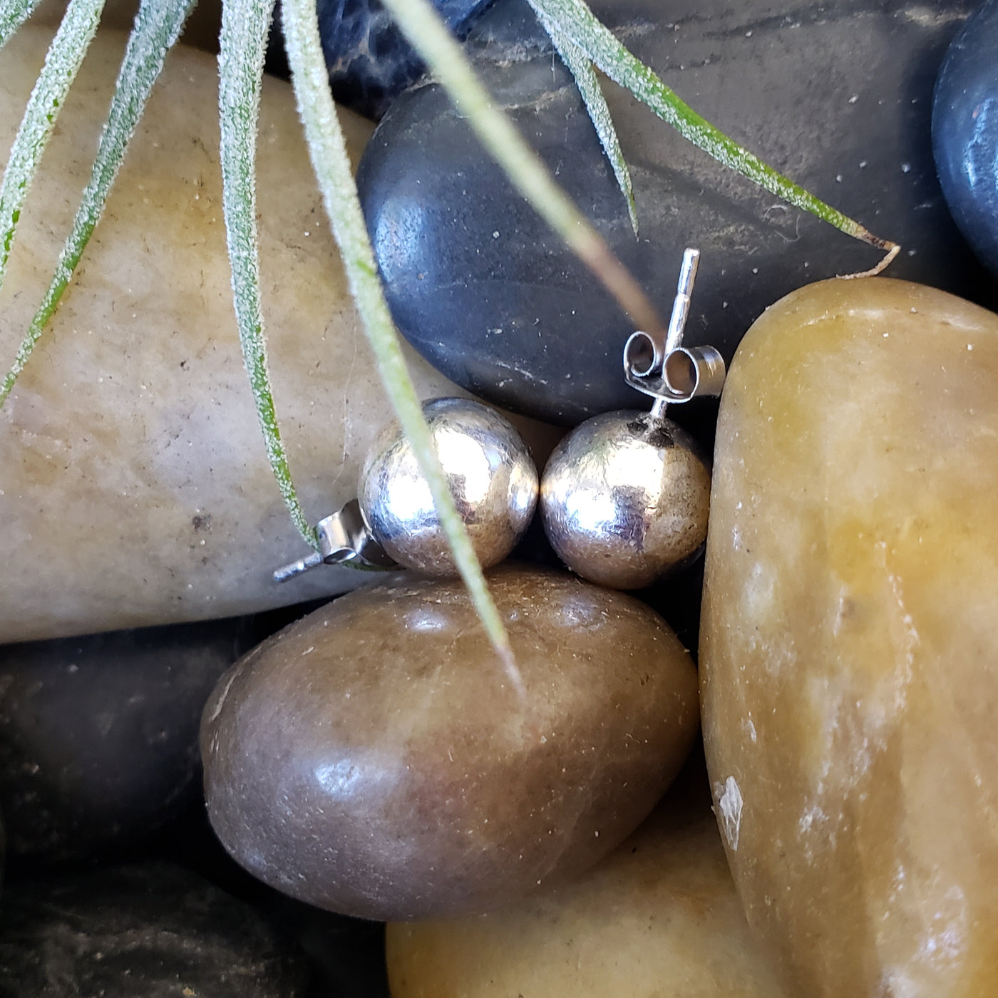 Minimalist silver ball earrings