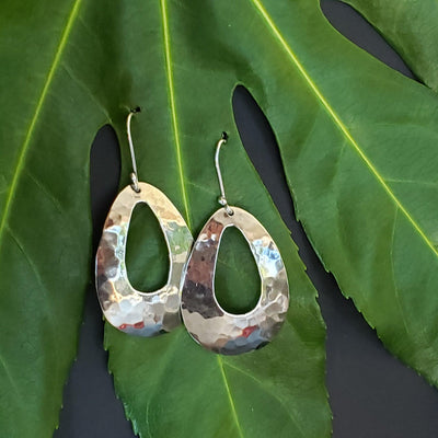 Large open tear drop hoops