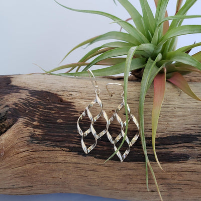 Silver lattice earrings