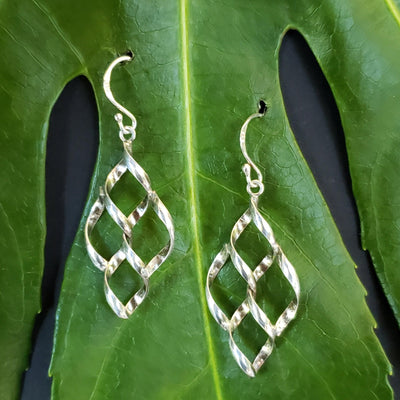 Silver lattice earrings