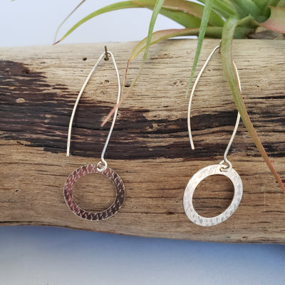 Sterling silver light weight circle drop earrings
