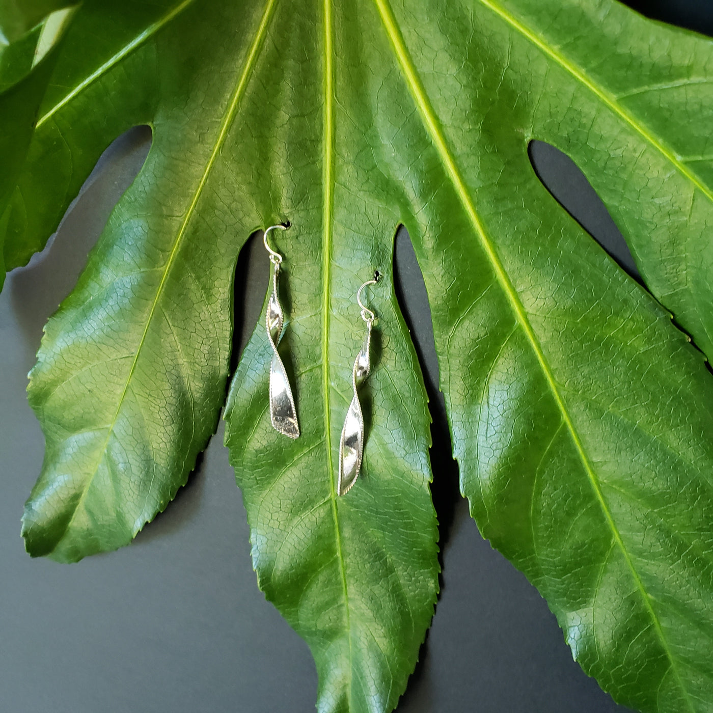 Silver twist earrings