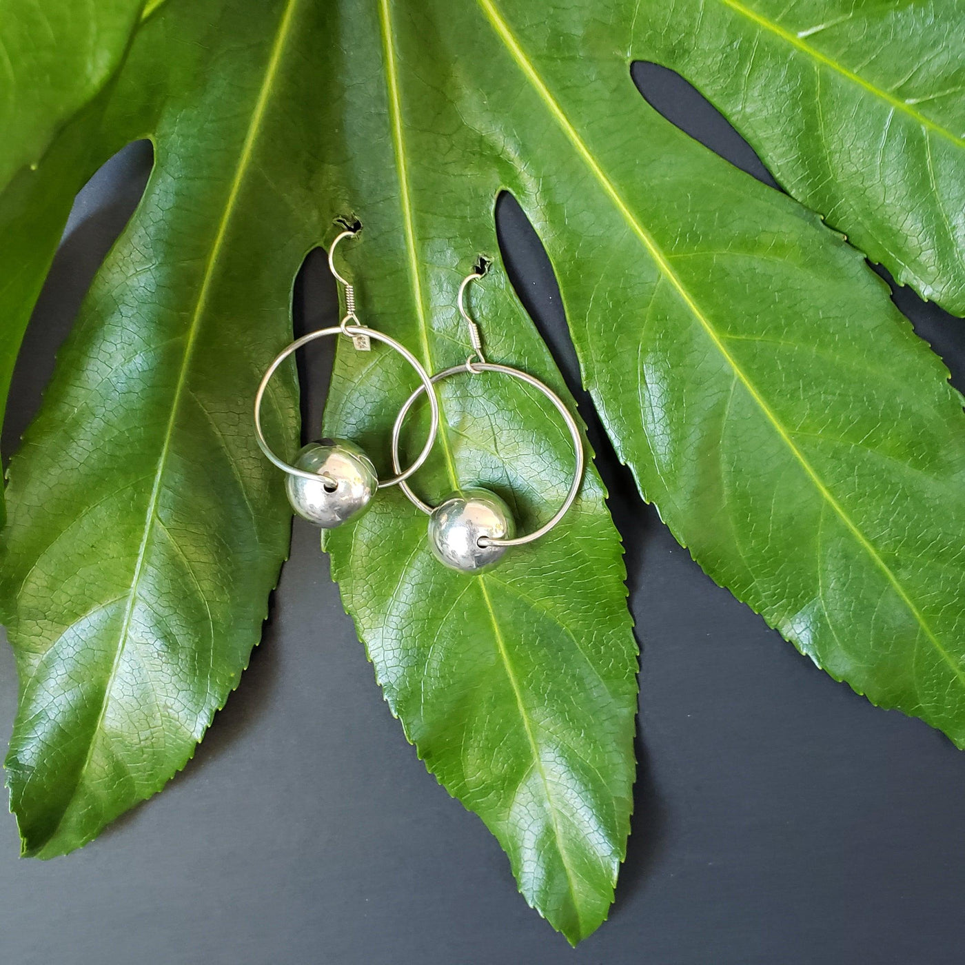 Orbit ball silver earrings