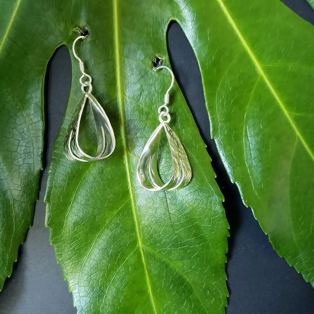 Hammered silver open Hoops - LB Designs