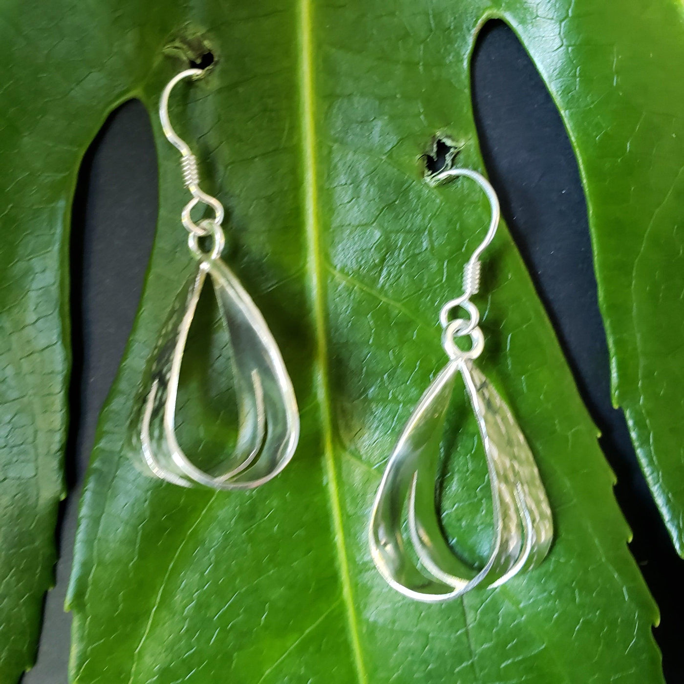 Hammered  silver open Hoops