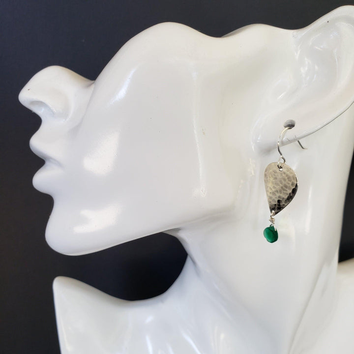 Green onyx and sterling drop earrings - LB Designs