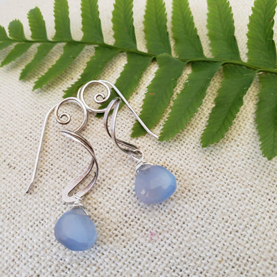 Chalcedony spiral earrings