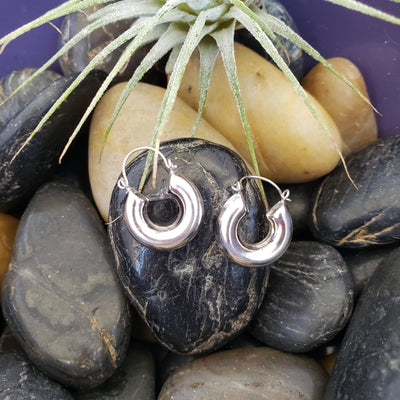Sterling silver   puff  hoops