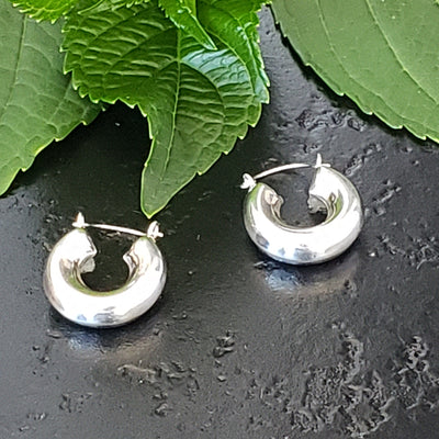 Sterling silver   puff  hoops