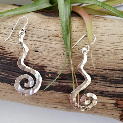 Hammered spiral earrings