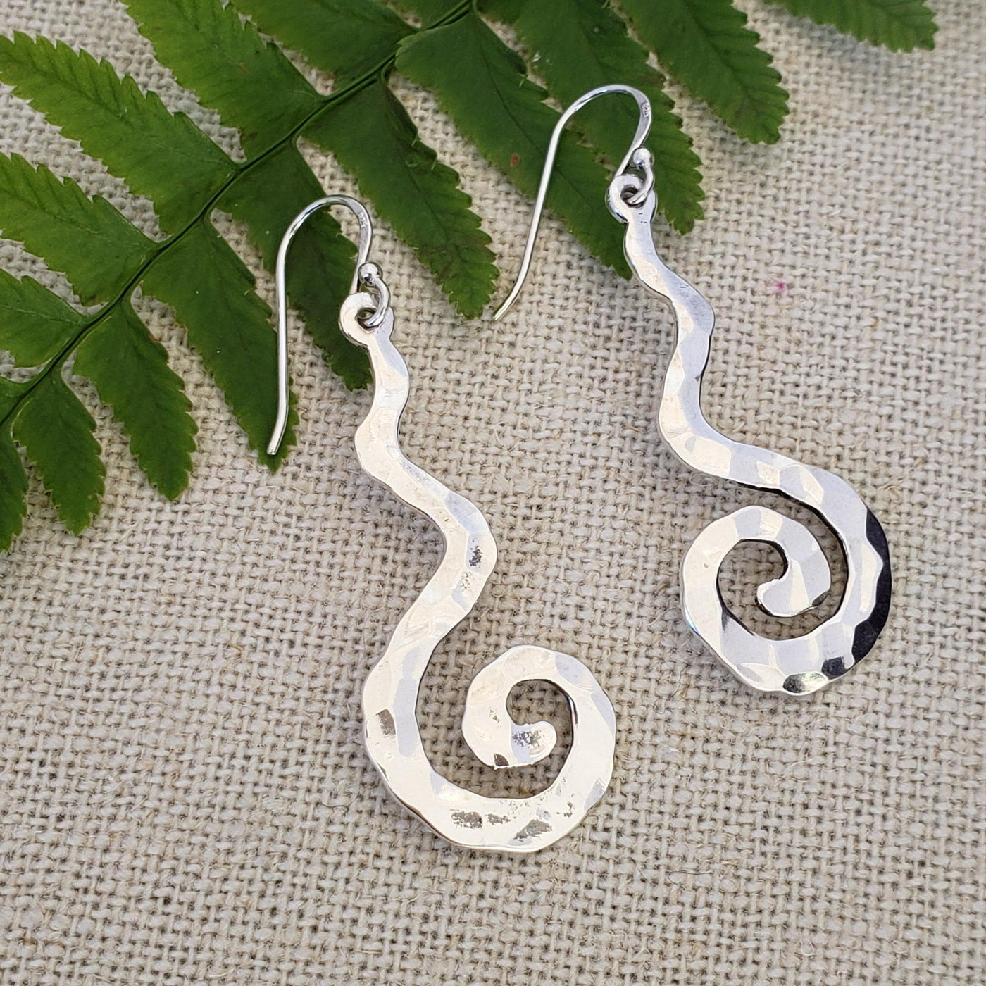 Hammered spiral earrings