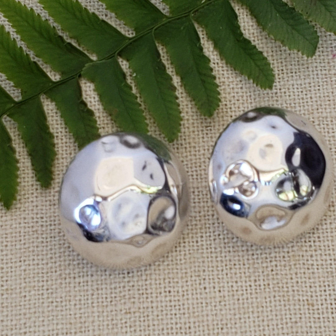 Silver half ball domed earrings - LB Designs