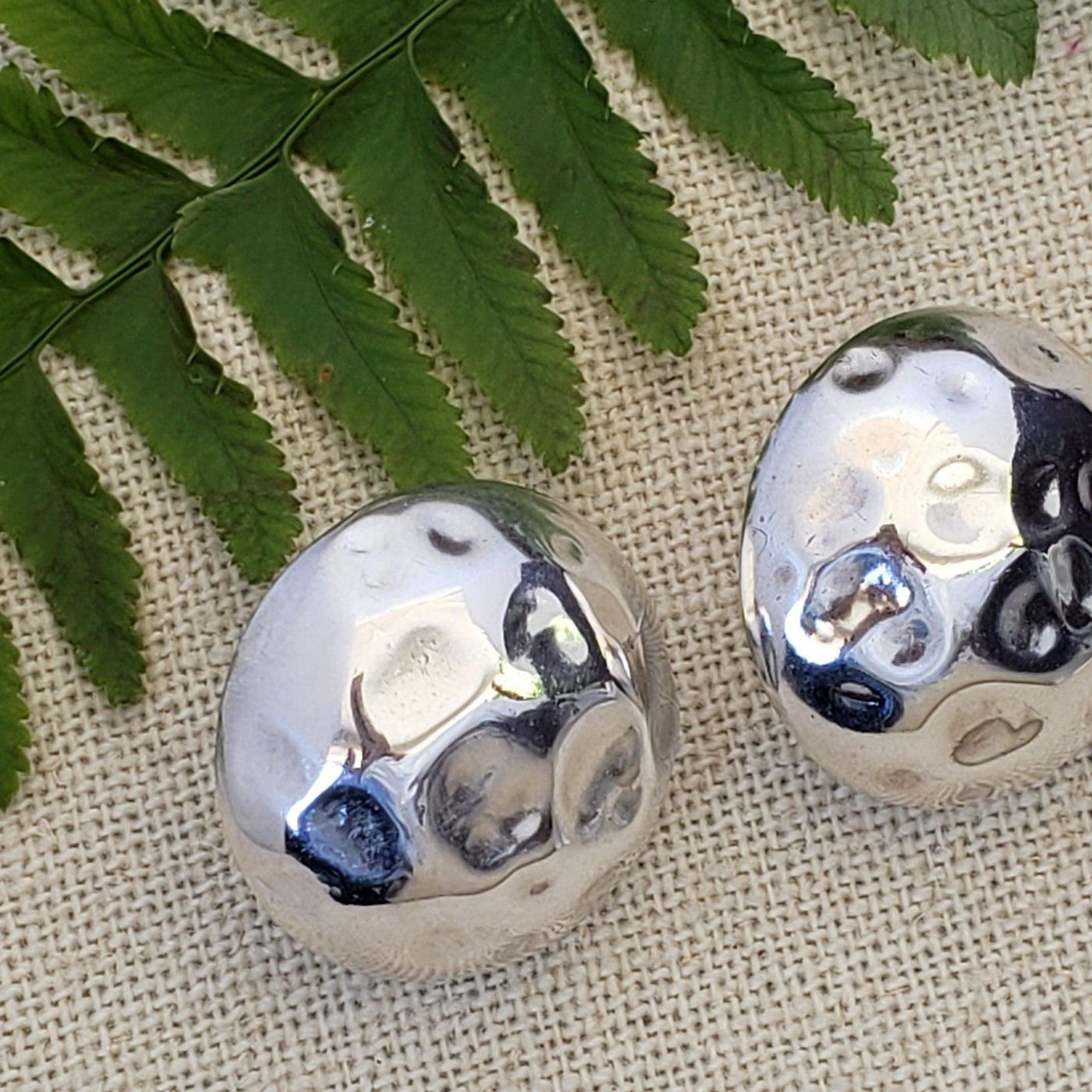Silver half ball domed earrings