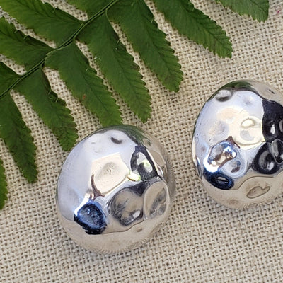 Silver half ball domed earrings