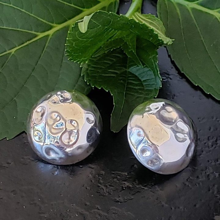 Silver half ball domed earrings - LB Designs