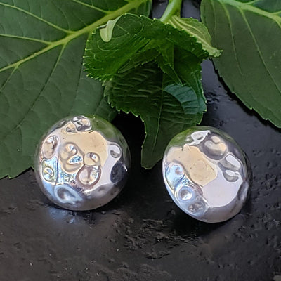 Silver half ball domed earrings