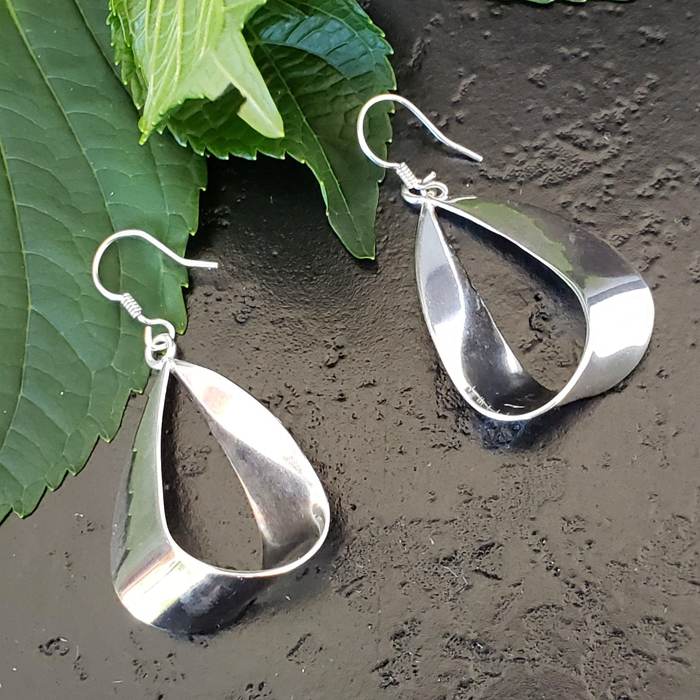 Large silver overlap hoops