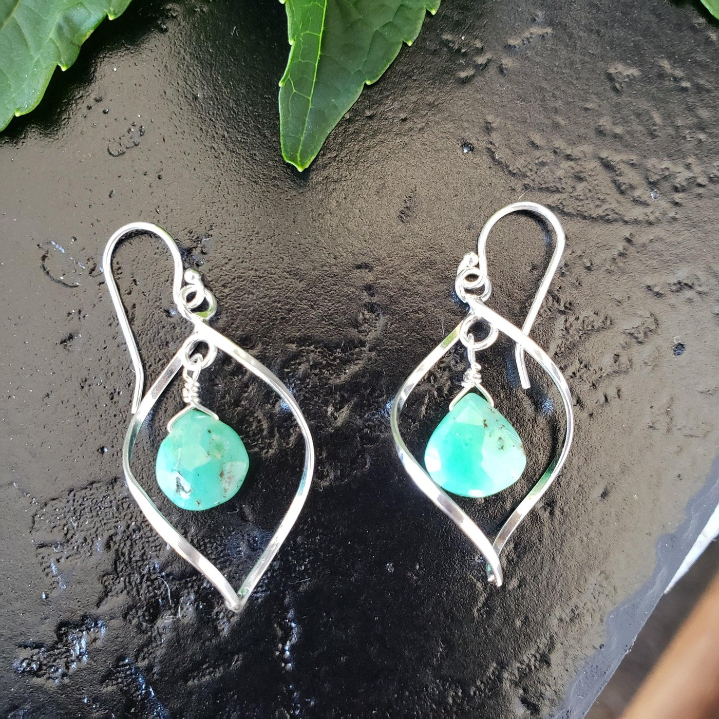 Chrysoprase twist earrings