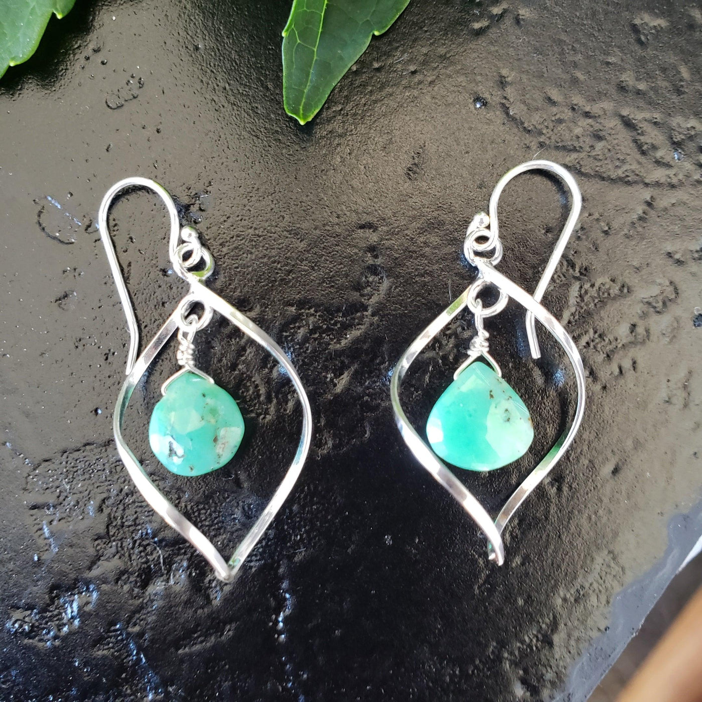 Chrysoprase twist earrings