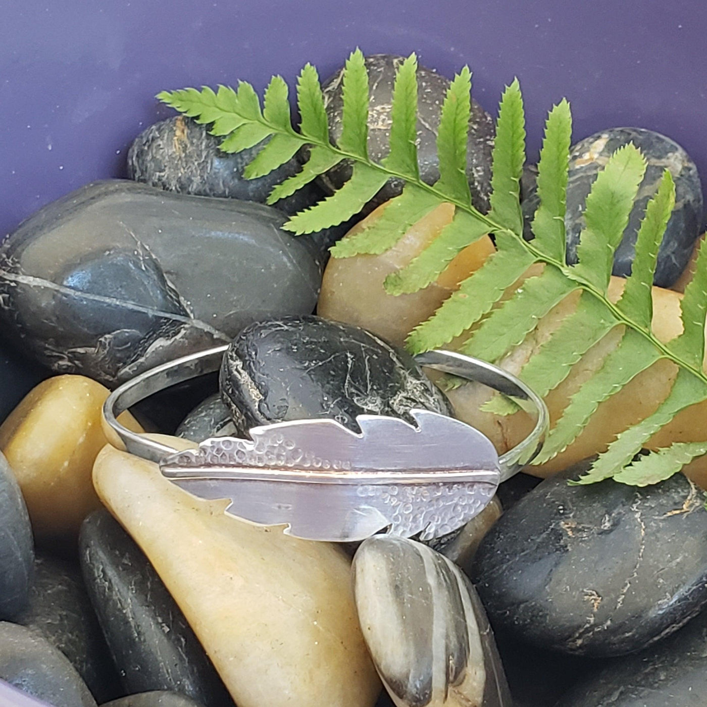 Sterling silver feather cuff