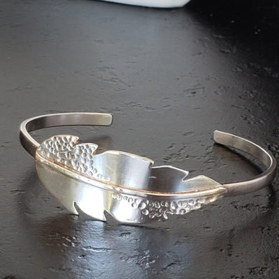 Sterling silver feather cuff