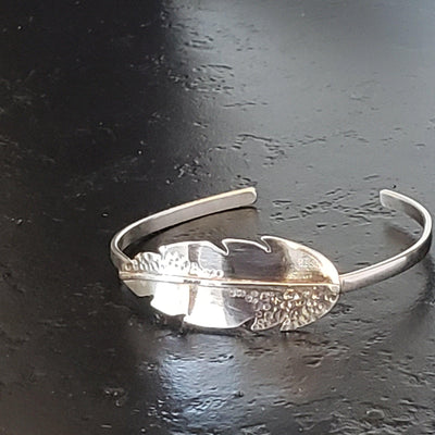 Sterling silver feather cuff