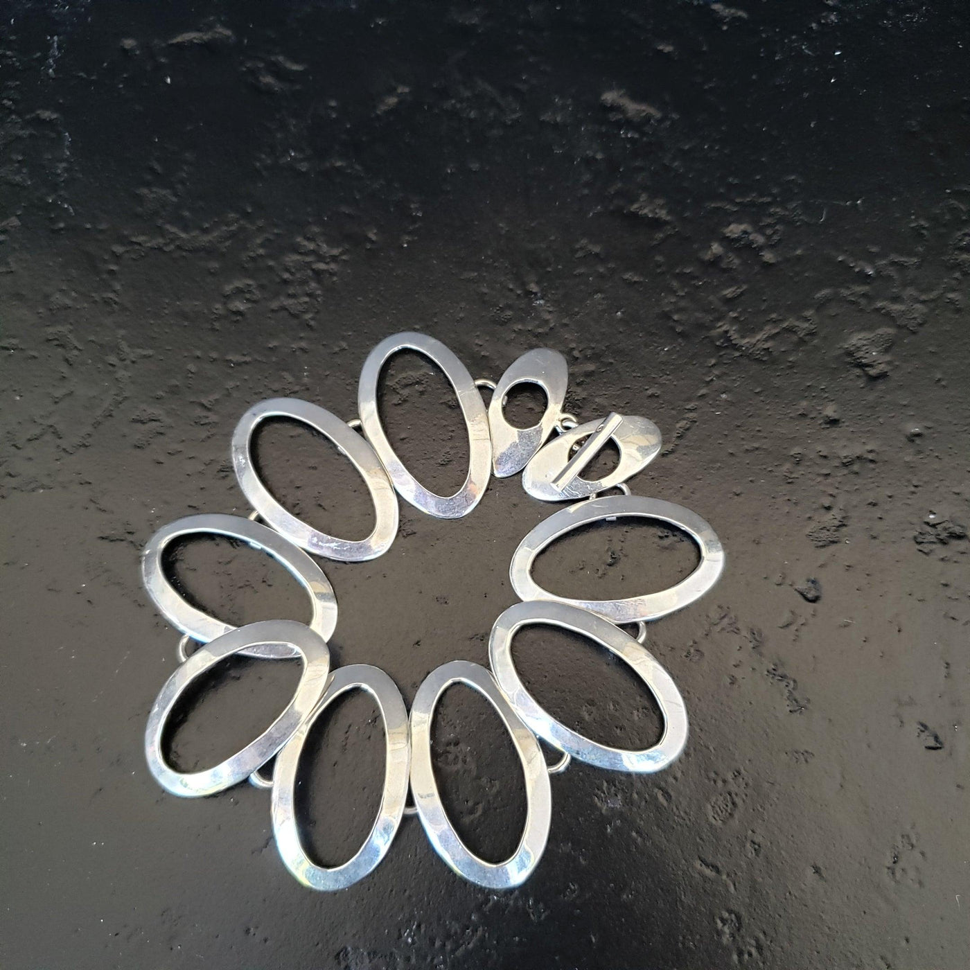Multi oval link  silver bracelet