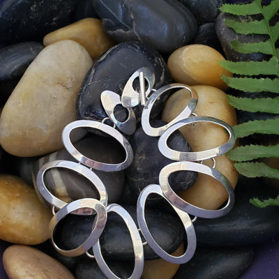 Multi oval link  silver bracelet