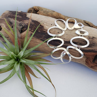 Multi oval link  silver bracelet