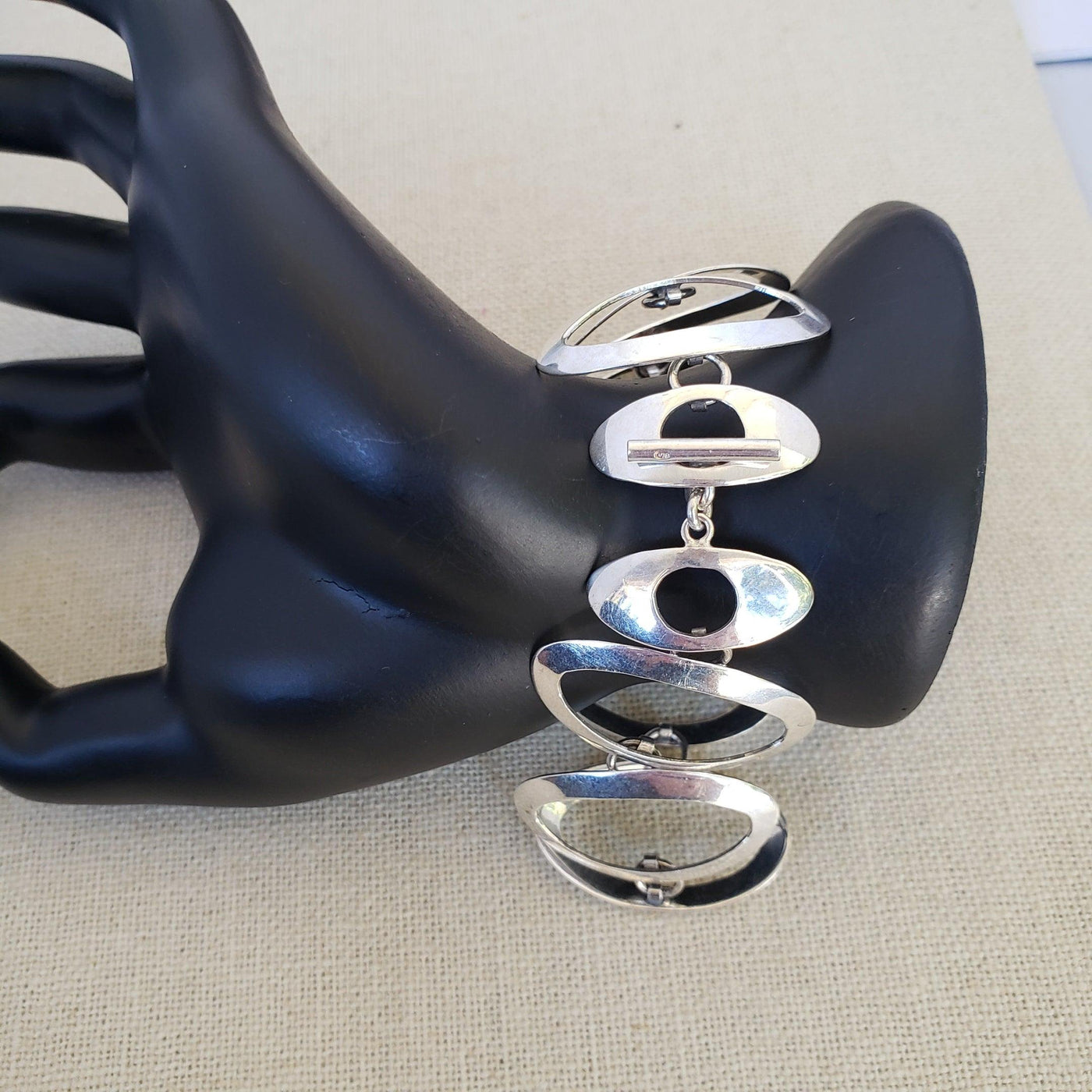 Multi oval link  silver bracelet