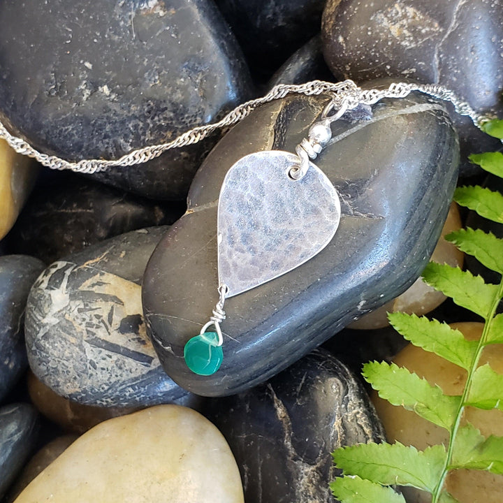 Green onyx teardrop necklace - LB Designs