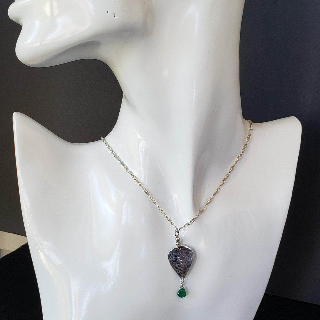 Green onyx teardrop necklace - LB Designs