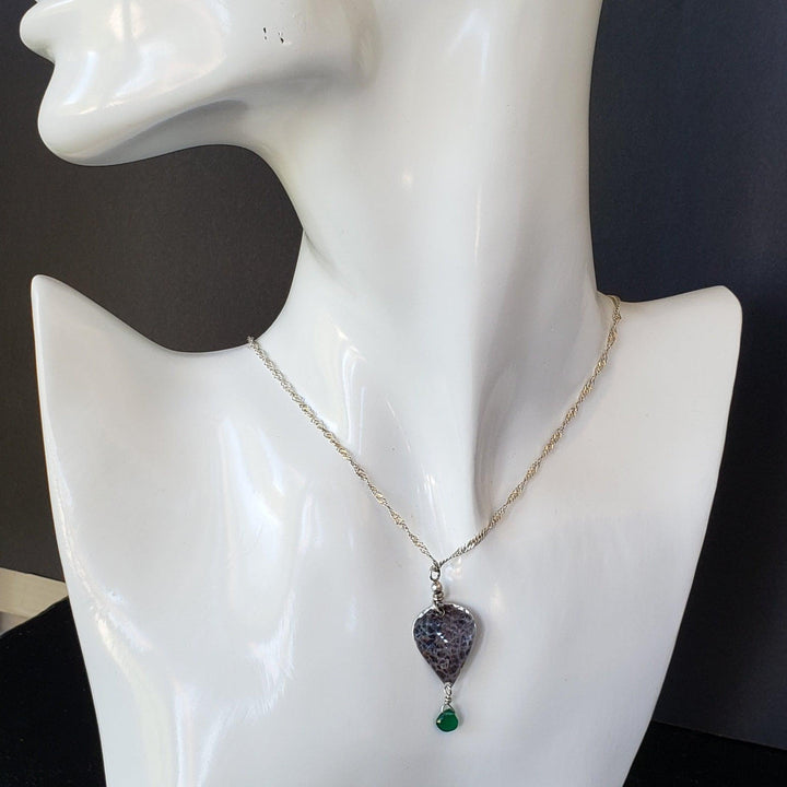 Green onyx teardrop necklace - LB Designs